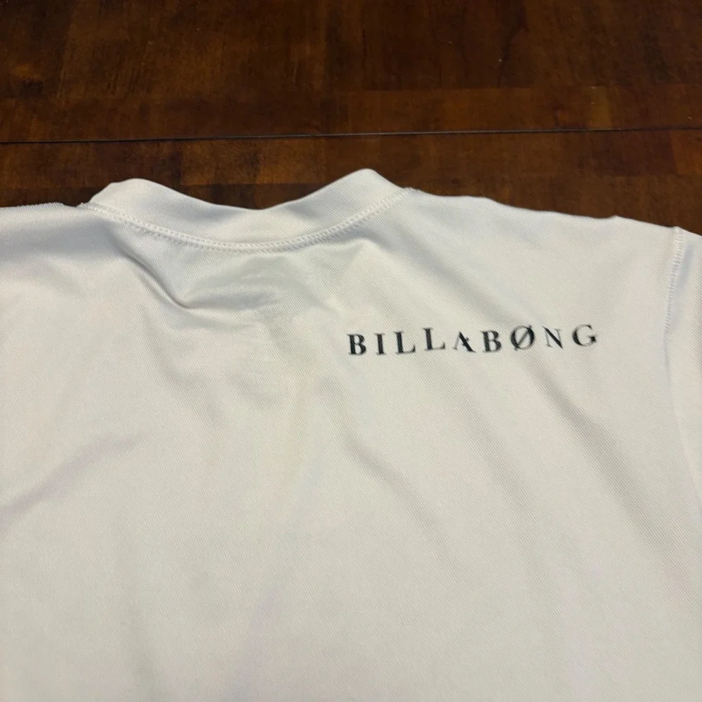 Billabong Submersibles Rash Guard Mens Large White UV Protection Short Sleeve